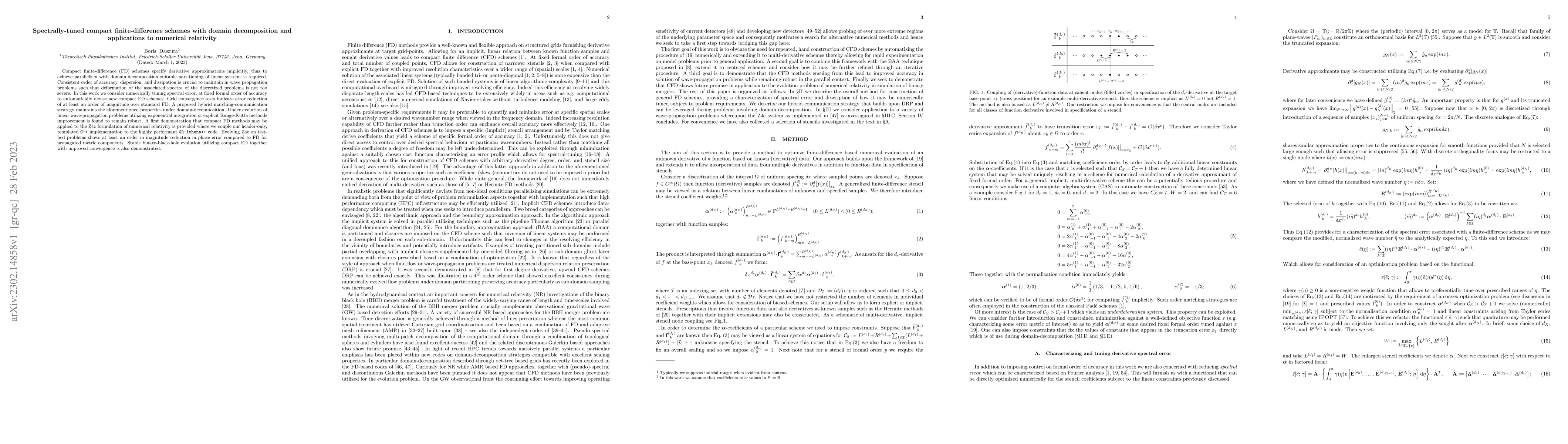Thumbnail for Spectrally-tuned compact finite-difference schemes with domain
  decomposition and applications to numerical relativity