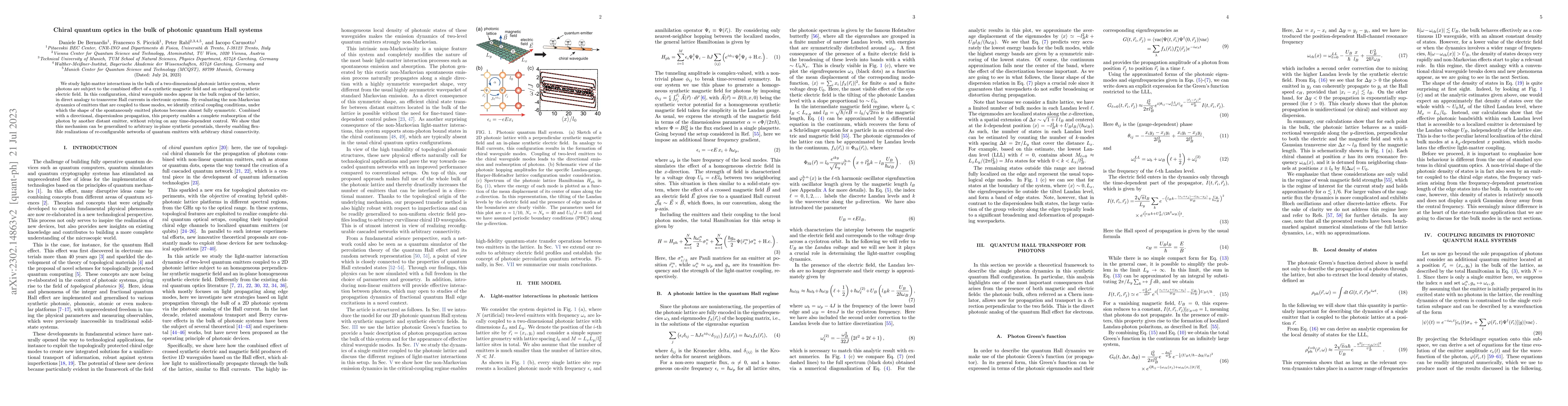 Thumbnail for Chiral quantum optics in the bulk of photonic quantum Hall systems
