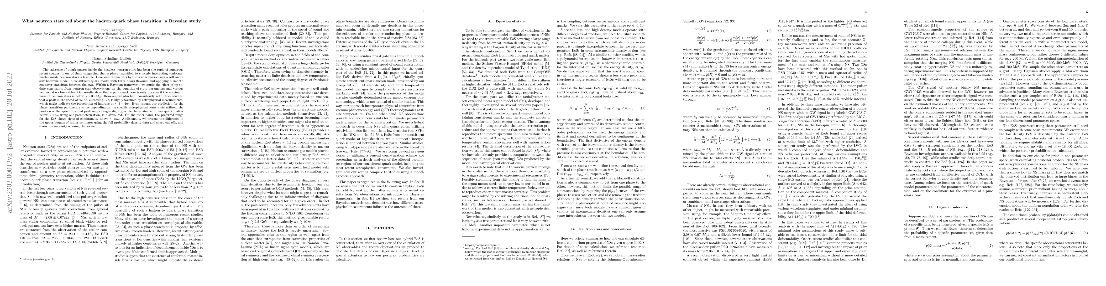 Thumbnail for What neutron stars tell about the hadron-quark phase transition: a
  Bayesian study