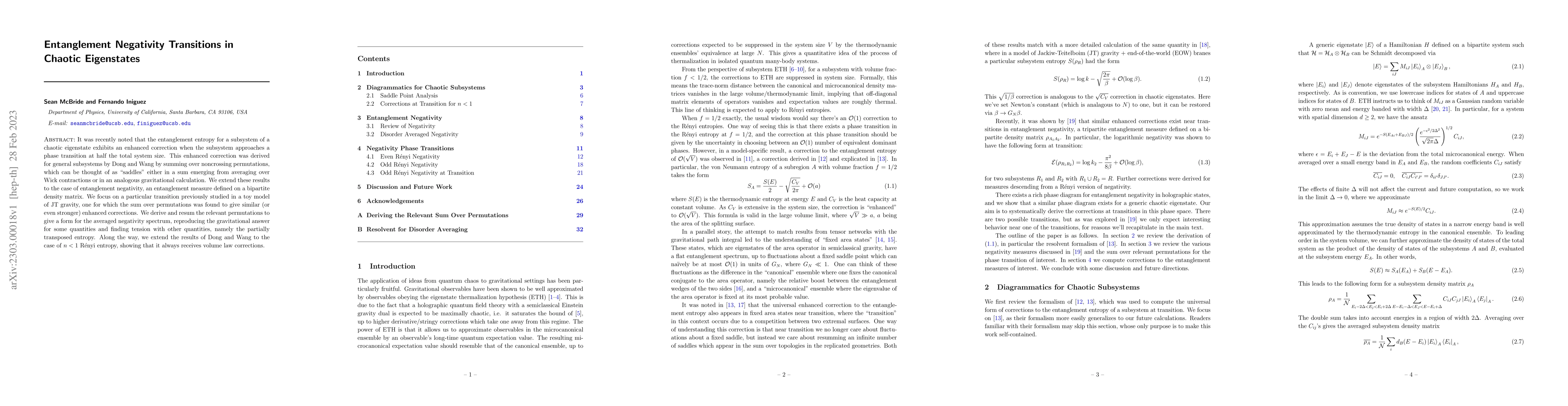 Thumbnail for Entanglement Negativity Transitions in Chaotic Eigenstates