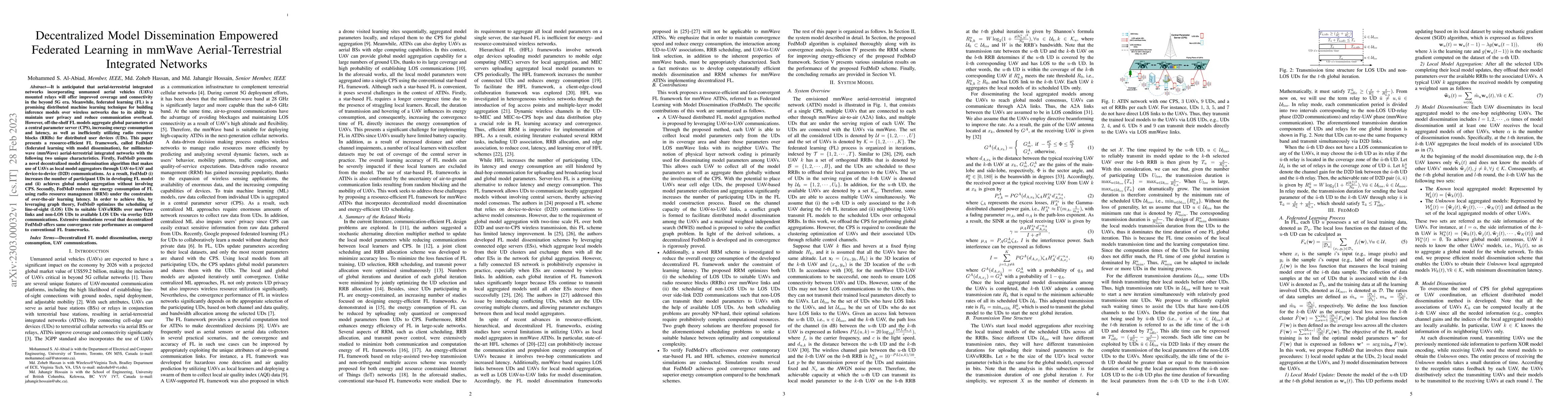 Thumbnail for Decentralized Model Dissemination Empowered Federated Learning in mmWave
  Aerial-Terrestrial Integrated Networks