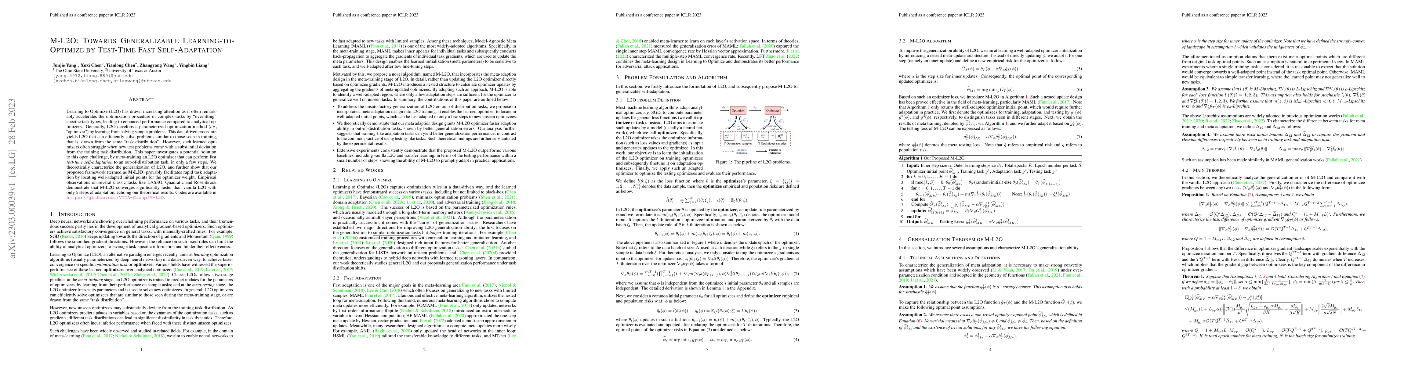 Thumbnail for M-L2O: Towards Generalizable Learning-to-Optimize by Test-Time Fast
  Self-Adaptation