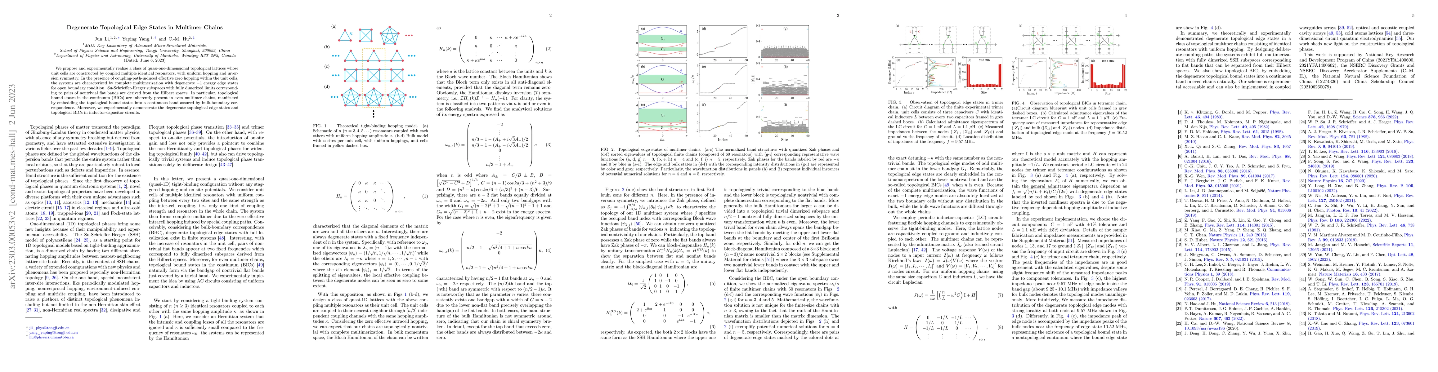 Thumbnail for Degenerate Topological Edge States in Multimer Chains