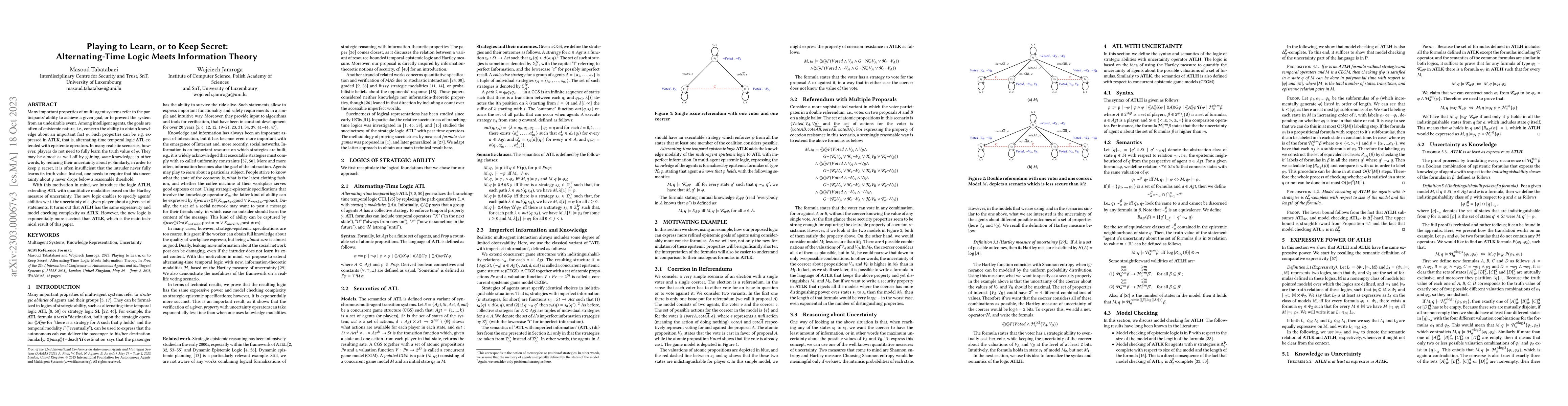 Thumbnail for Playing to Learn, or to Keep Secret: Alternating-Time Logic Meets
  Information Theory