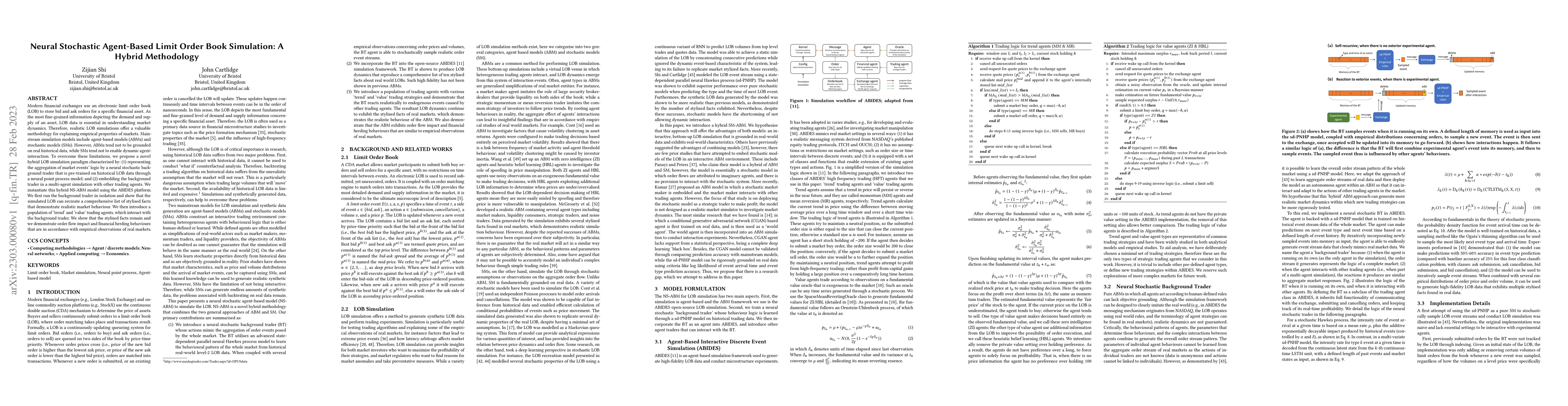 Thumbnail for Neural Stochastic Agent-Based Limit Order Book Simulation: A Hybrid
  Methodology