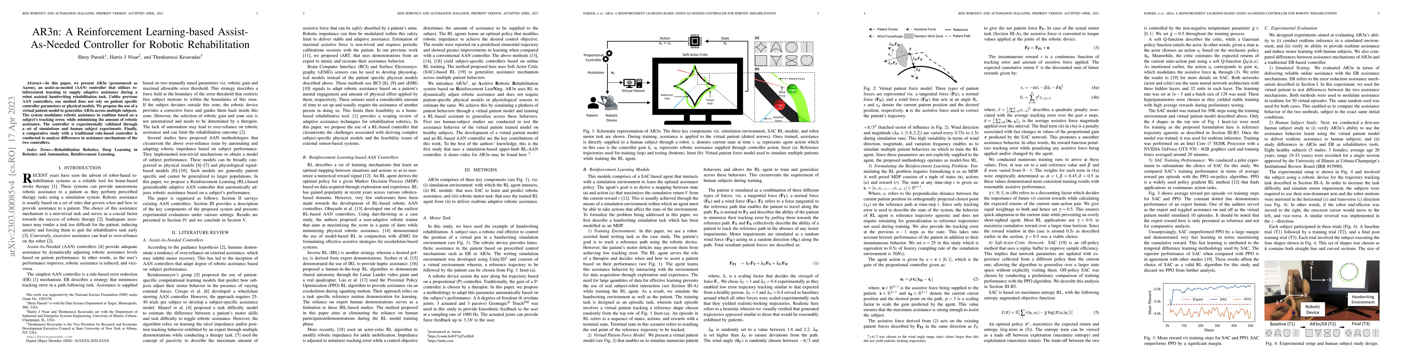 Thumbnail for AR3n: A Reinforcement Learning-based Assist-As-Needed Controller for
  Robotic Rehabilitation
