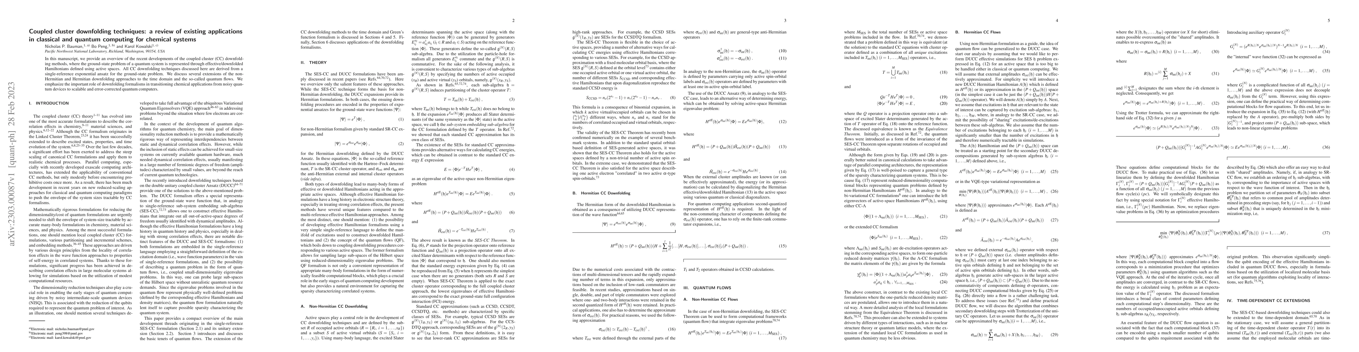 Thumbnail for Coupled cluster downfolding techniques: a review of existing
  applications in classical and quantum computing for chemical systems