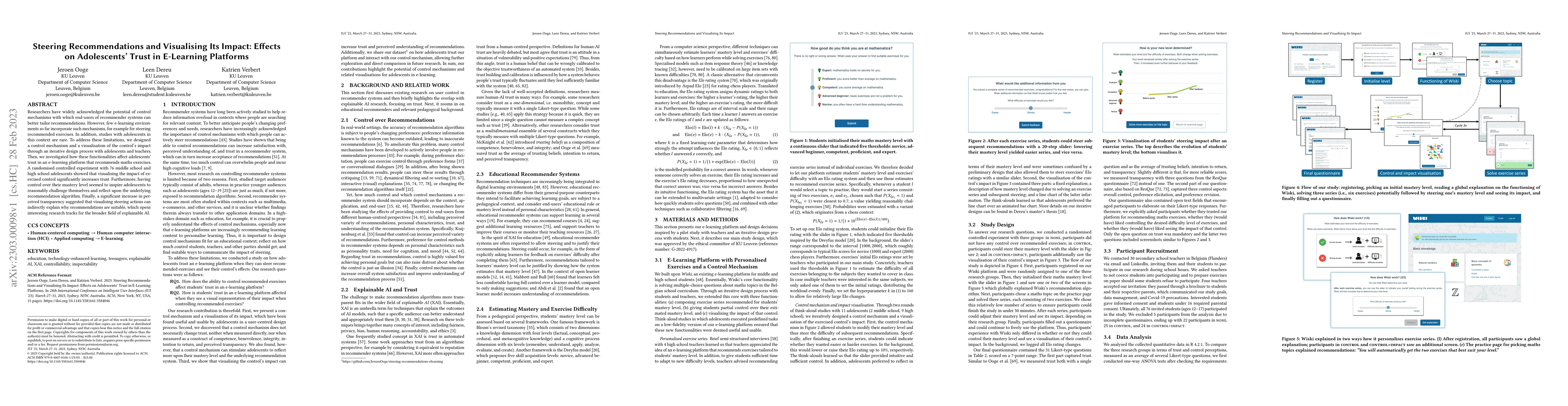 Thumbnail for Steering Recommendations and Visualising Its Impact: Effects on
  Adolescents' Trust in E-Learning Platforms