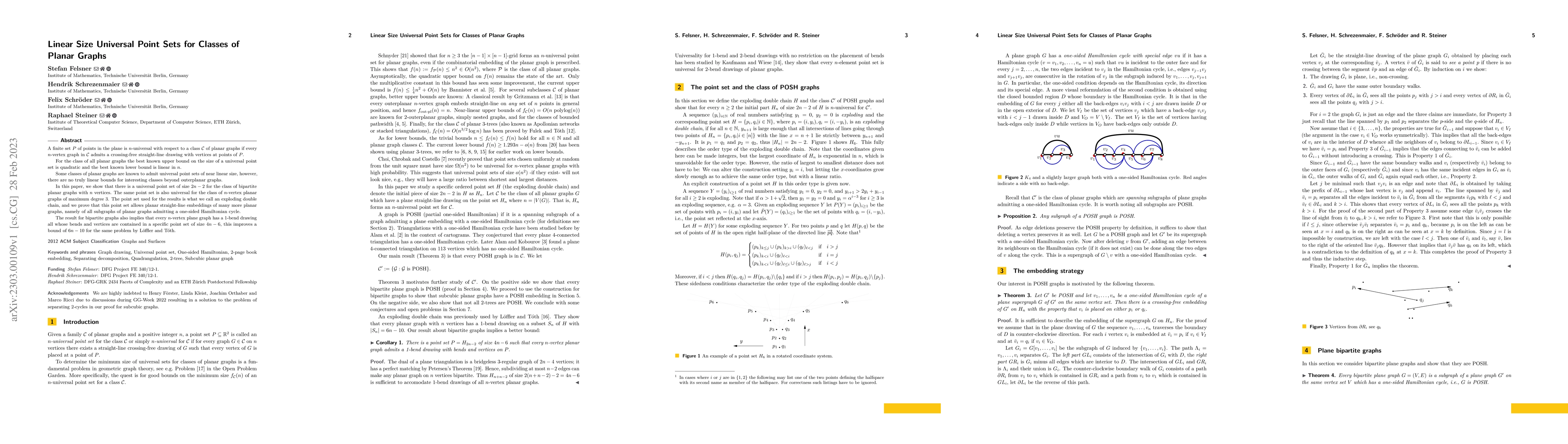 Thumbnail for Linear Size Universal Point Sets for Classes of Planar Graphs
