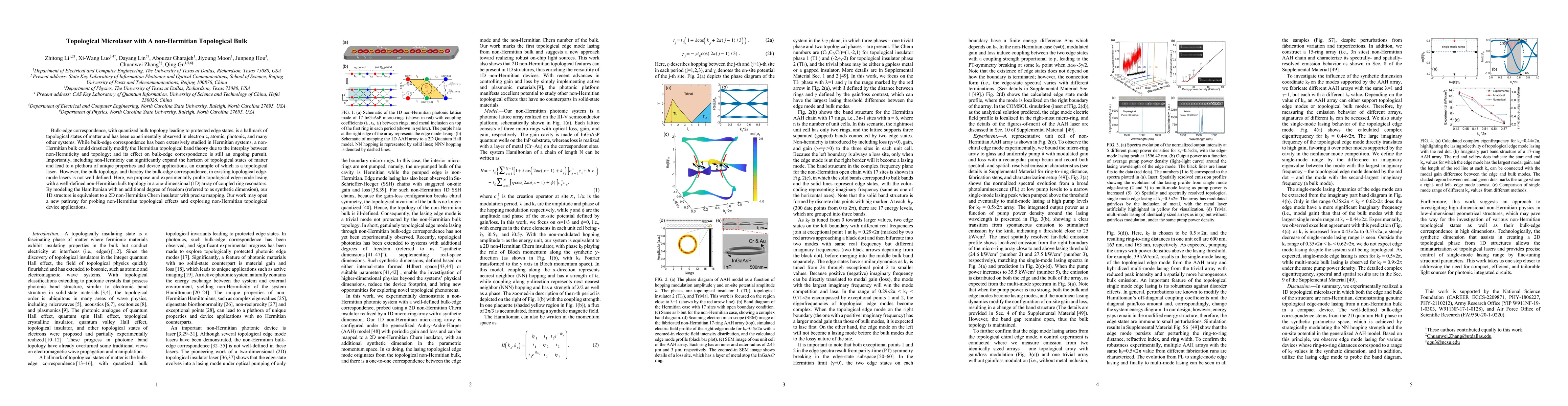 Thumbnail for Topological Microlaser with A non-Hermitian Topological Bulk