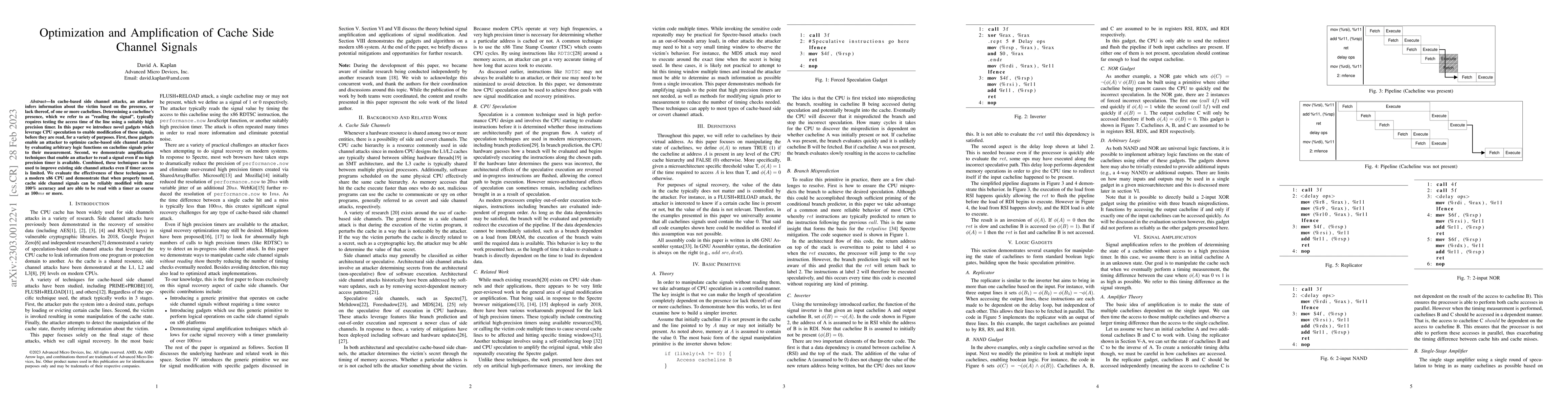 Thumbnail for Optimization and Amplification of Cache Side Channel Signals