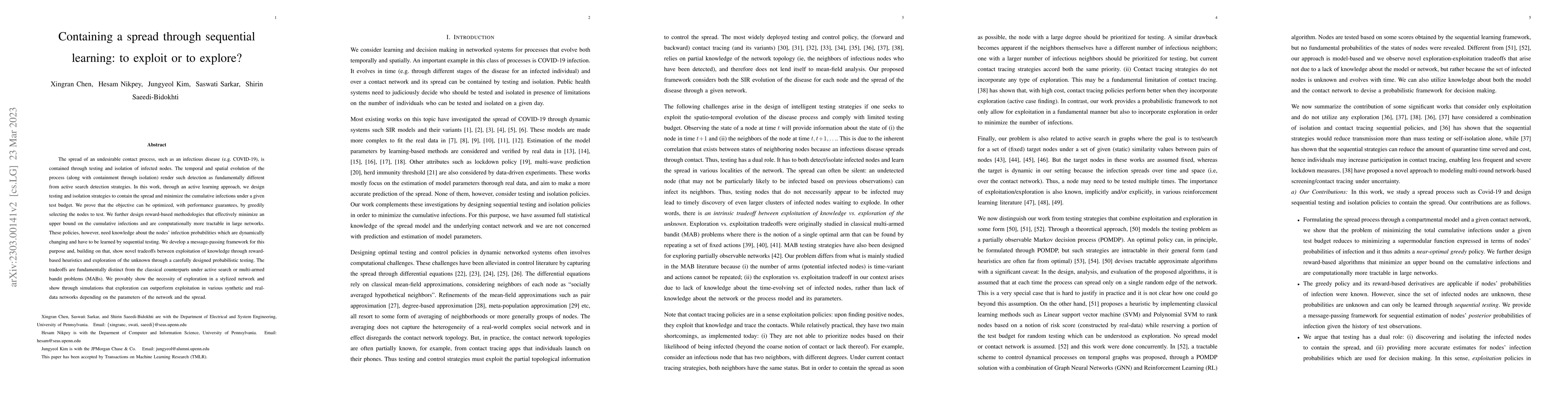 Thumbnail for Containing a spread through sequential learning: to exploit or to
  explore?