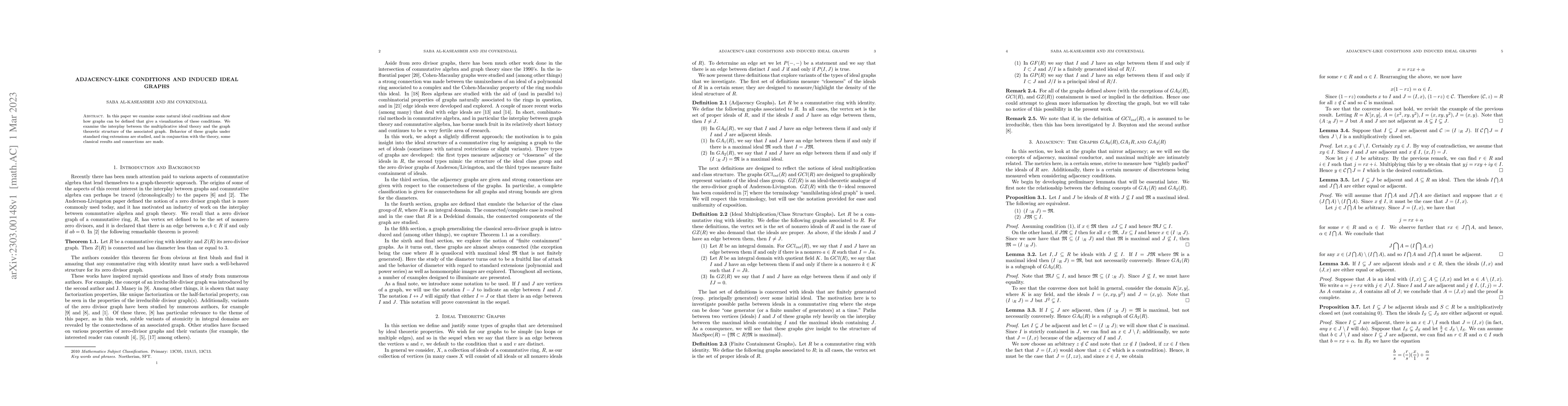 Thumbnail for Adjacency-Like Conditions and Induced Ideal Graphs