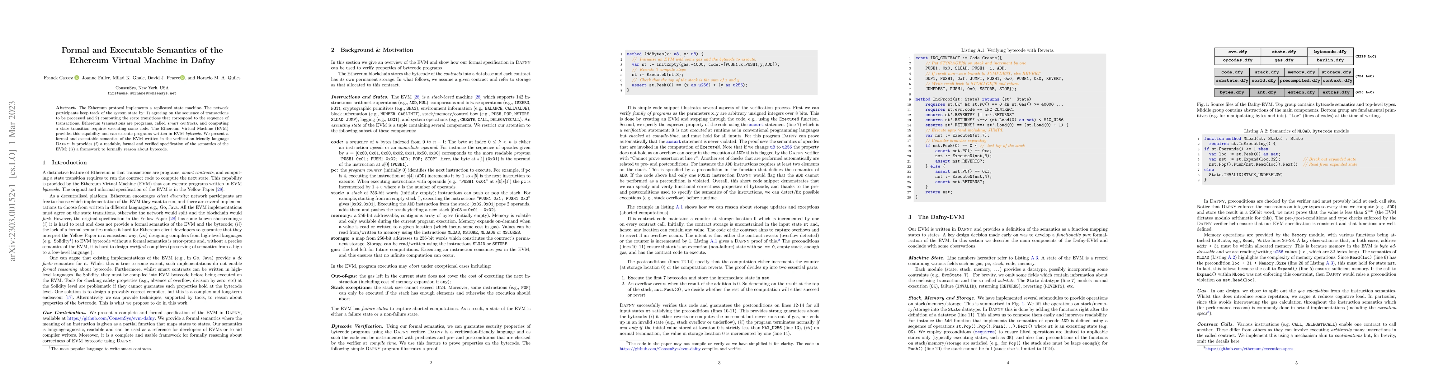 Thumbnail for Formal and Executable Semantics of the Ethereum Virtual Machine in Dafny