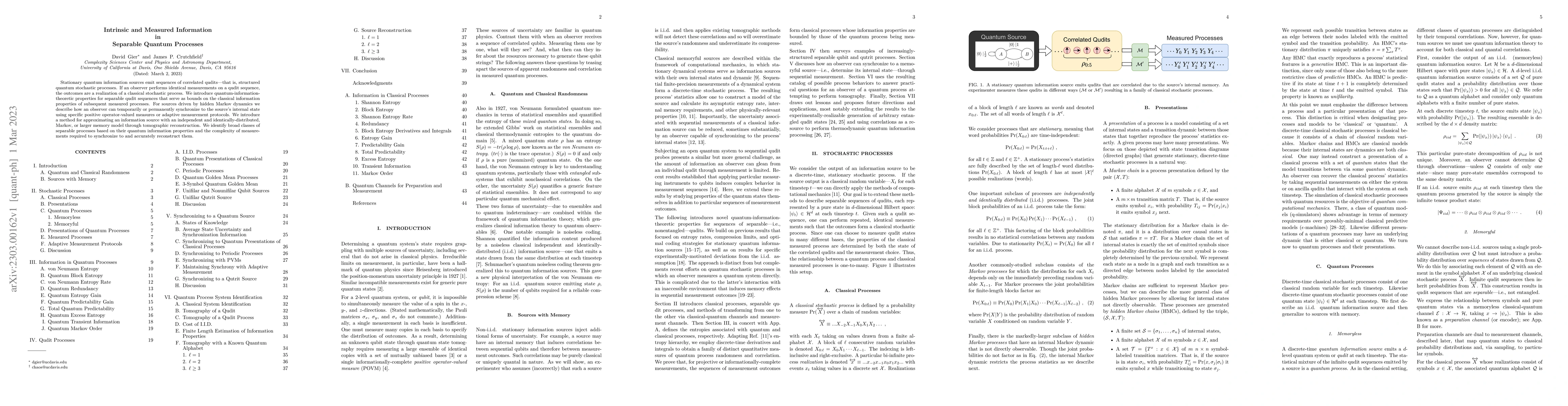 Thumbnail for Intrinsic and Measured Information in Separable Quantum Processes