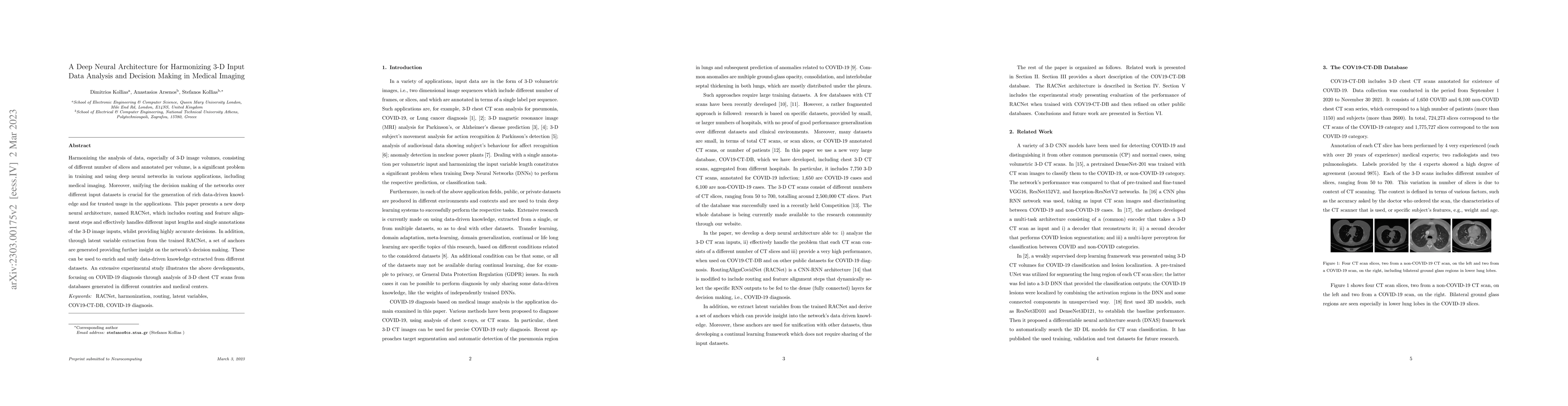 Thumbnail for A Deep Neural Architecture for Harmonizing 3-D Input Data Analysis and
  Decision Making in Medical Imaging