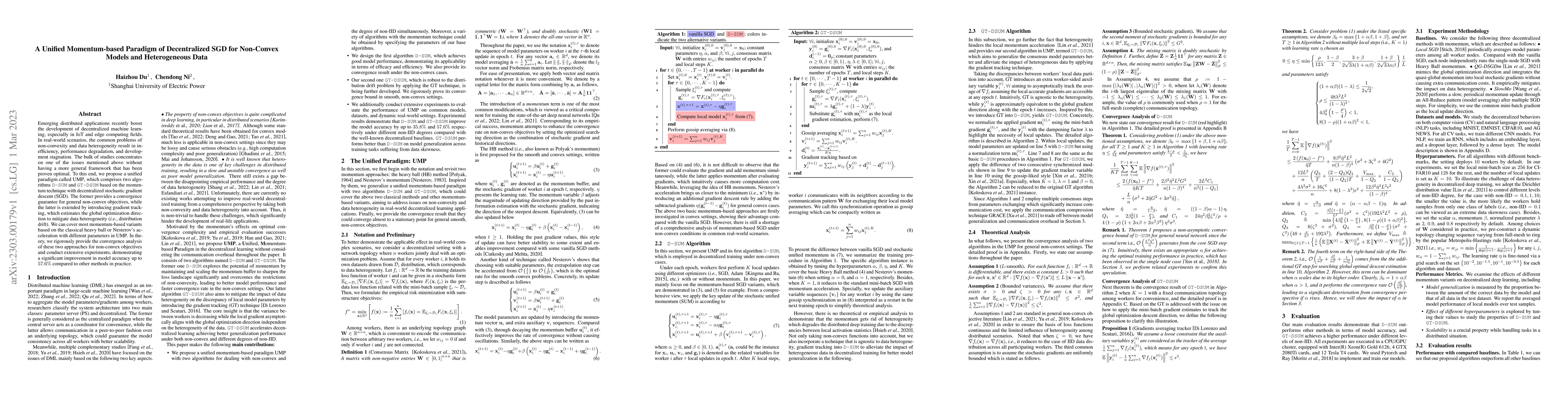 Thumbnail for A Unified Momentum-based Paradigm of Decentralized SGD for Non-Convex
  Models and Heterogeneous Data