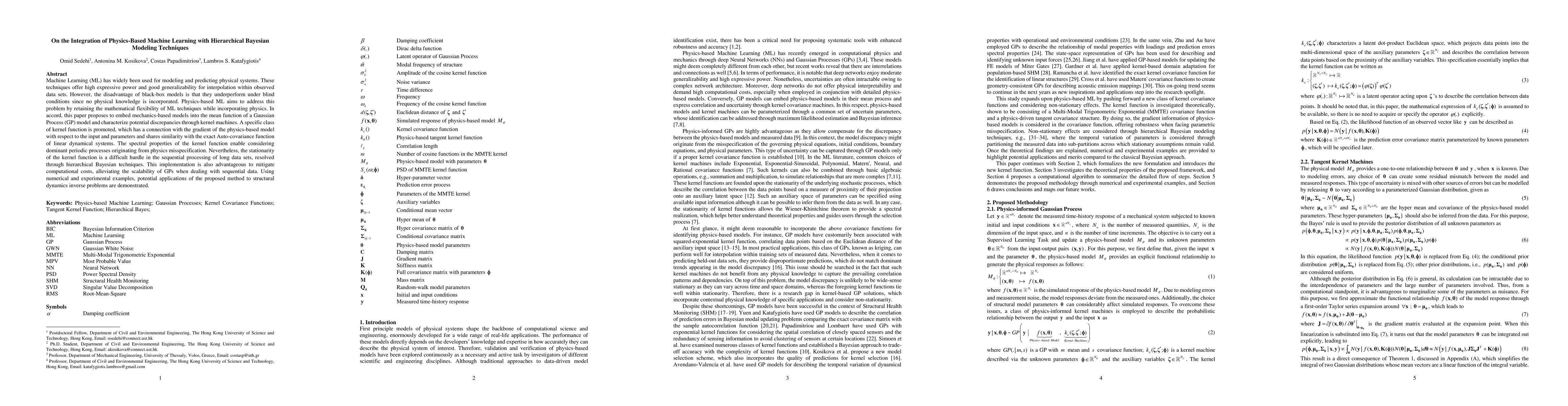 Thumbnail for On the Integration of Physics-Based Machine Learning with Hierarchical
  Bayesian Modeling Techniques