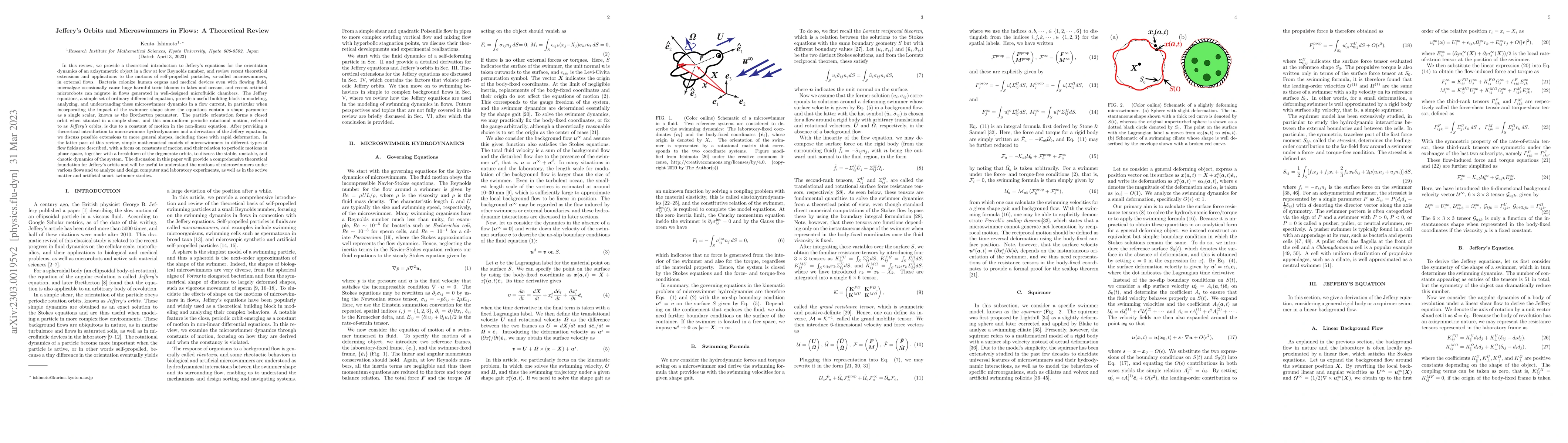 Thumbnail for Jeffery's orbits and microswimmers in flows: A theoretical review