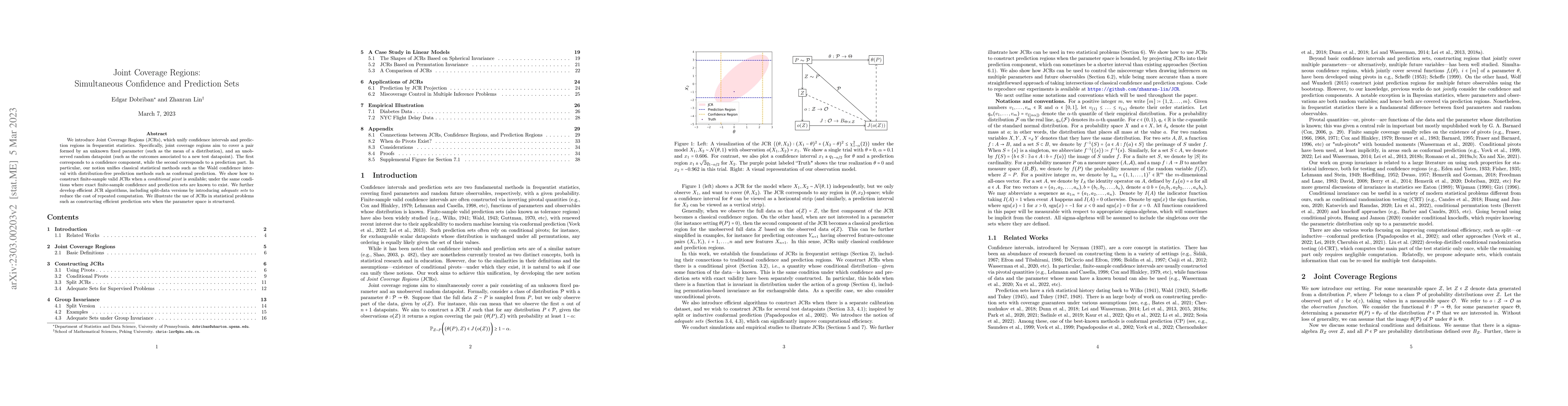 Thumbnail for Joint Coverage Regions: Simultaneous Confidence and Prediction Sets