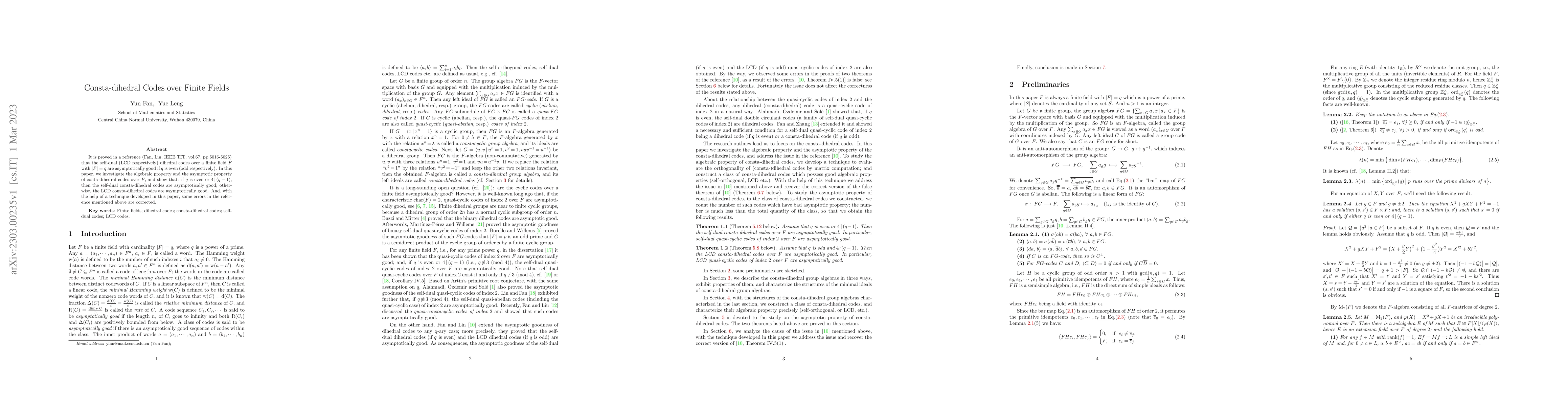 Thumbnail for Consta-dihedral Codes over Finite Fields