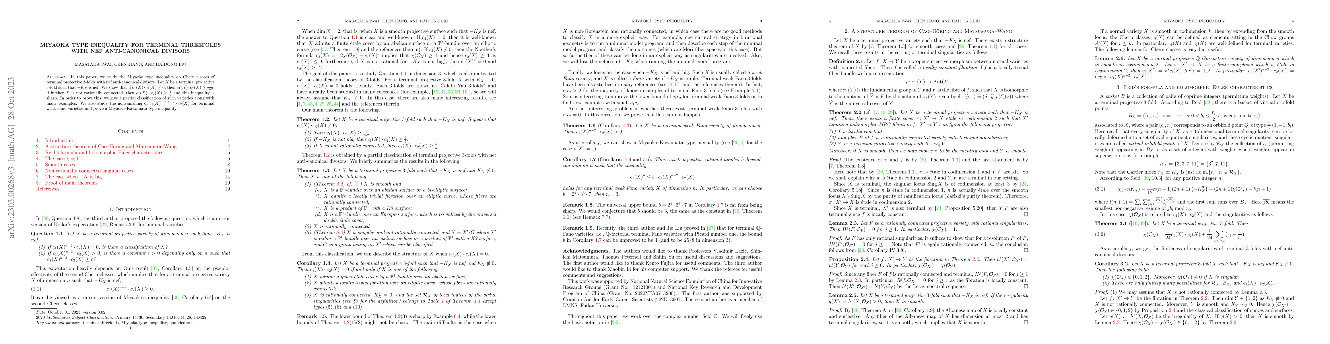 Thumbnail for Miyaoka type inequality for terminal threefolds with nef anti-canonical
  divisors