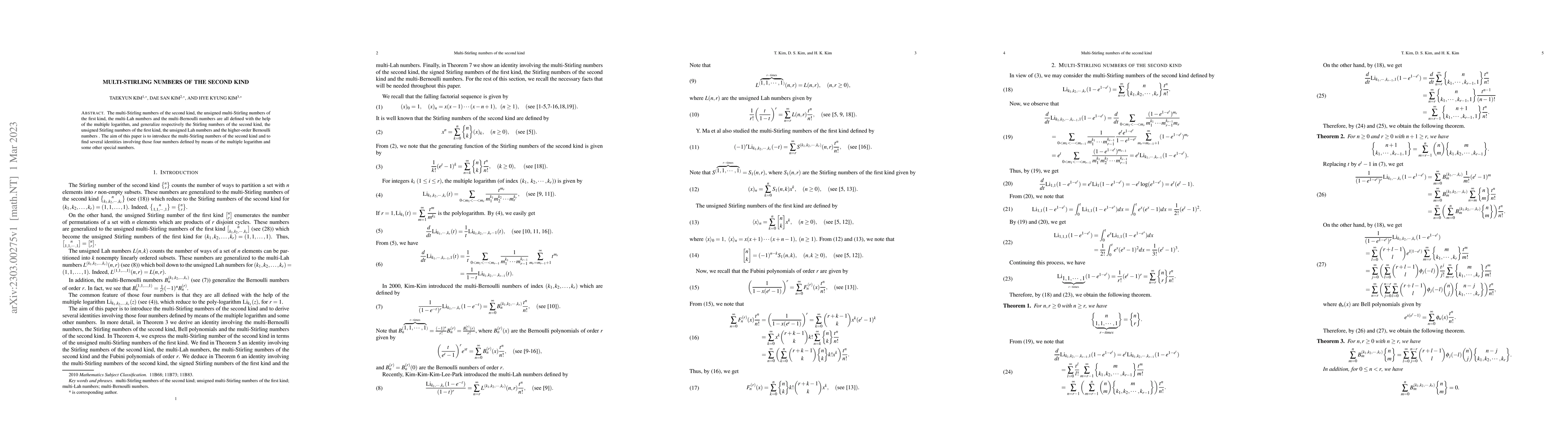Thumbnail for Multi-Stirling numbers of the second kind