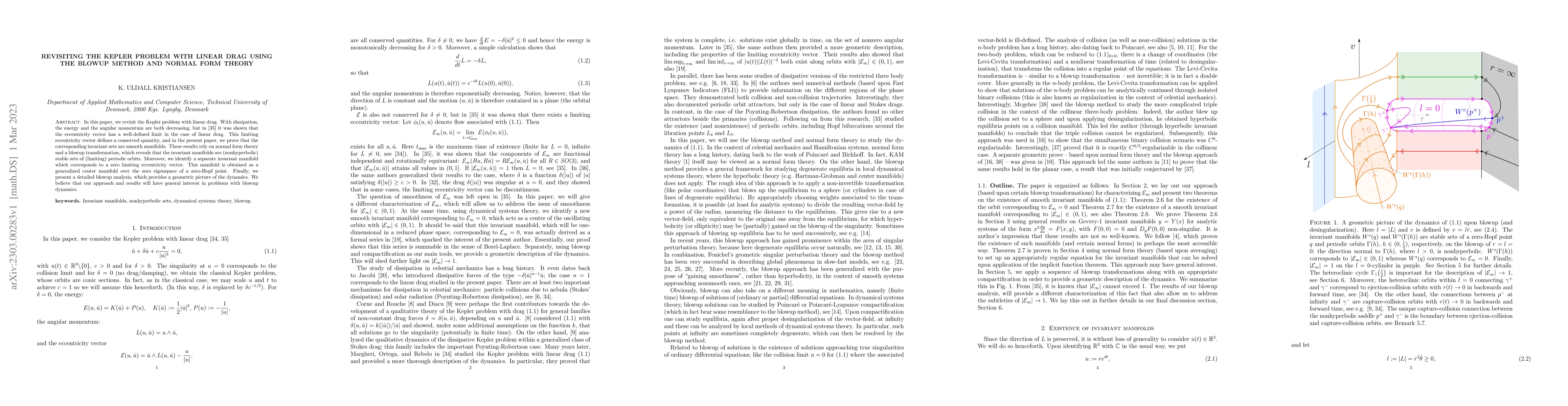 Thumbnail for Revisiting the Kepler problem with linear drag using the blowup method
  and normal form theory