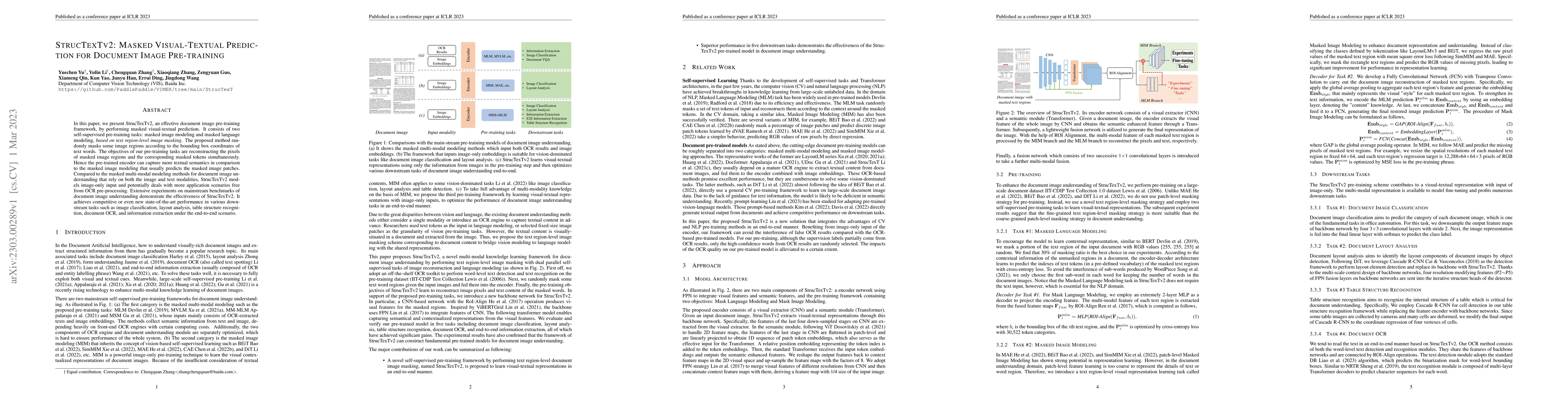 Thumbnail for StrucTexTv2: Masked Visual-Textual Prediction for Document Image
  Pre-training