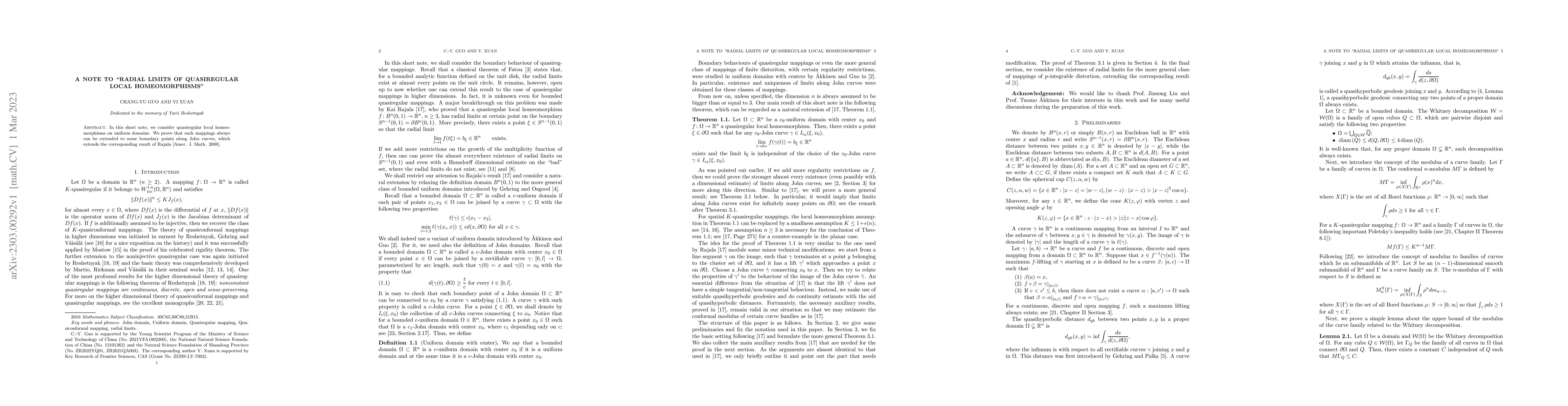 Thumbnail for A note to "Radial limits of quasiregular Local Homeomorphisms''