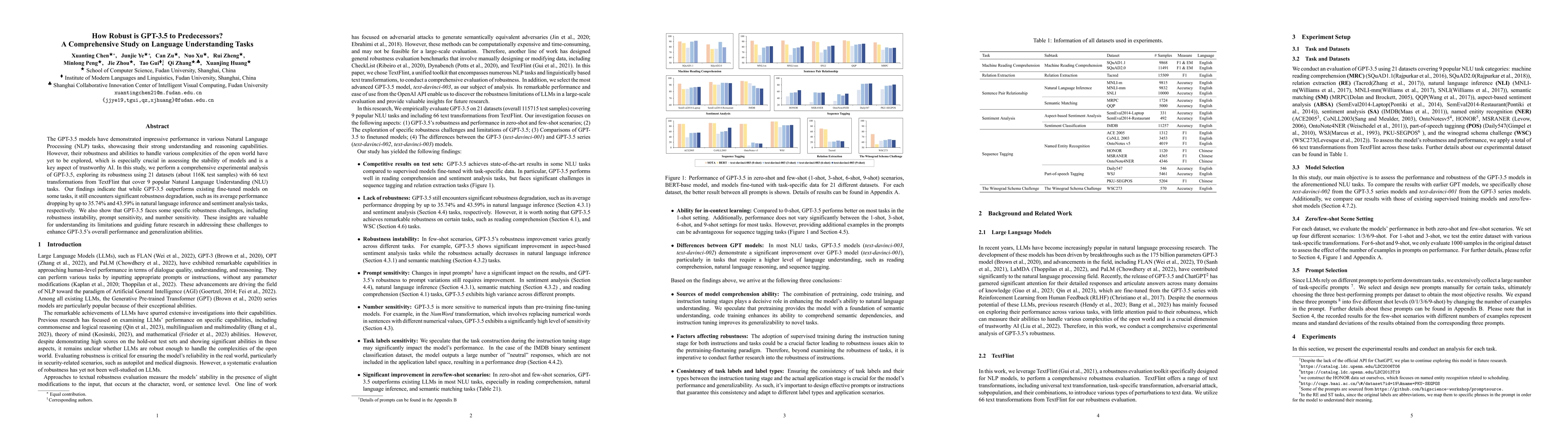 Thumbnail for How Robust is GPT-3.5 to Predecessors? A Comprehensive Study on Language
  Understanding Tasks