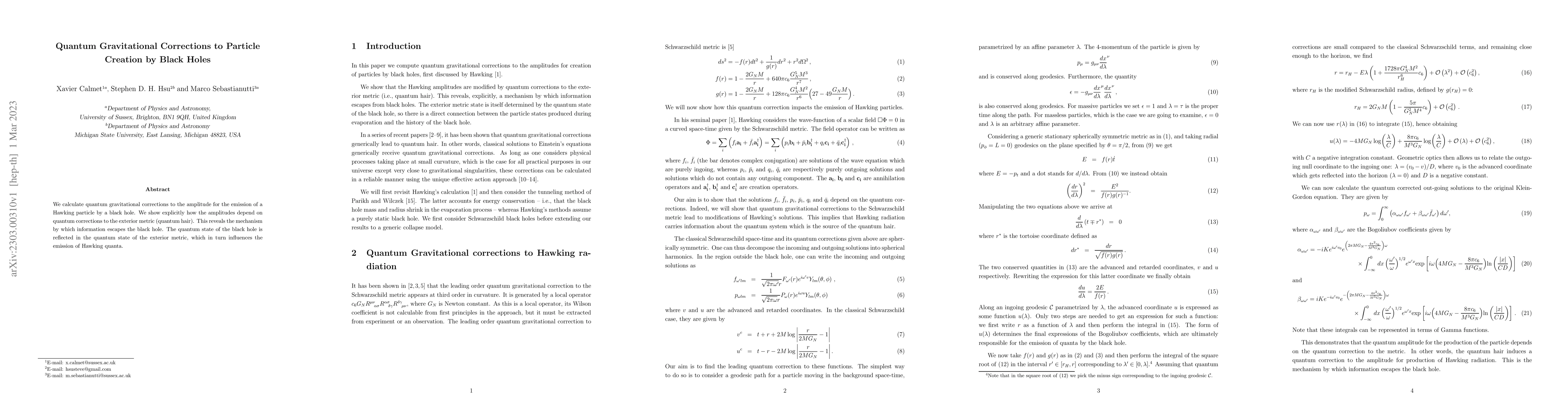 Thumbnail for Quantum Gravitational Corrections to Particle Creation by Black Holes