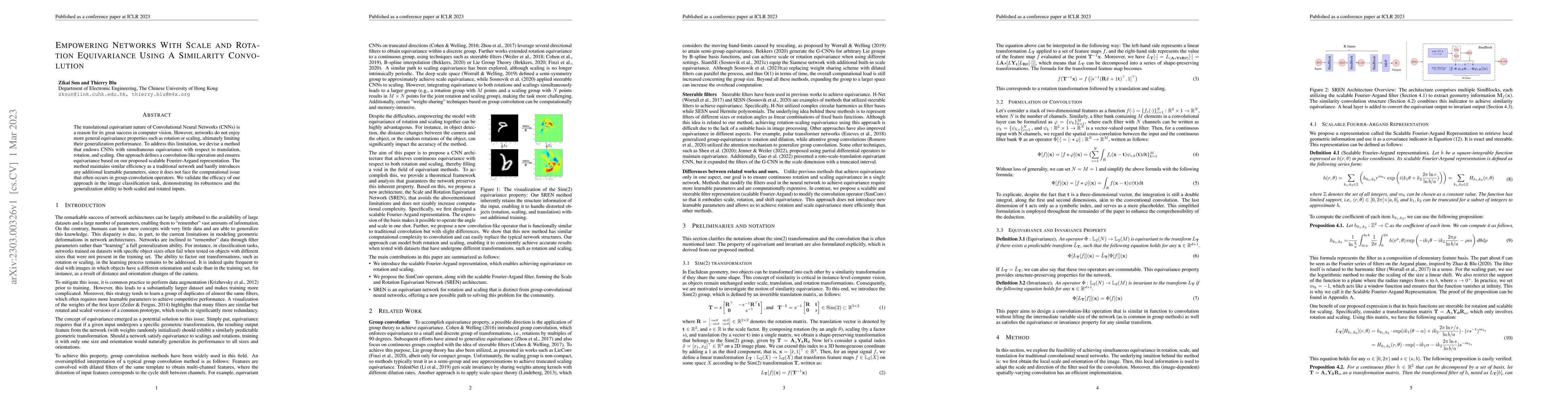 Thumbnail for Empowering Networks With Scale and Rotation Equivariance Using A
  Similarity Convolution