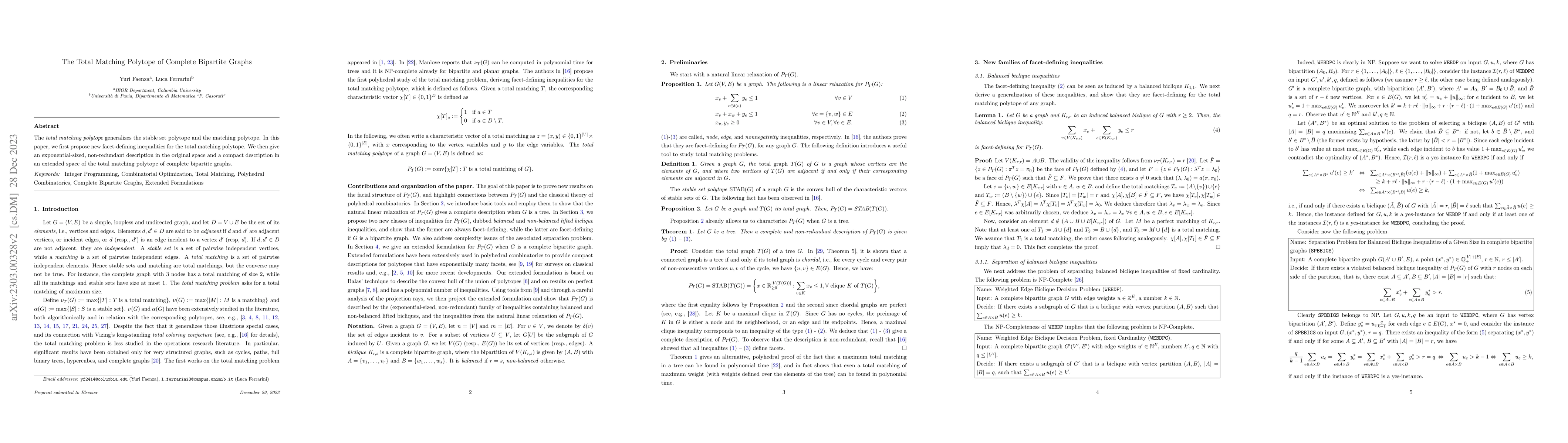 Thumbnail for The Total Matching Polytope of Complete Bipartite Graphs