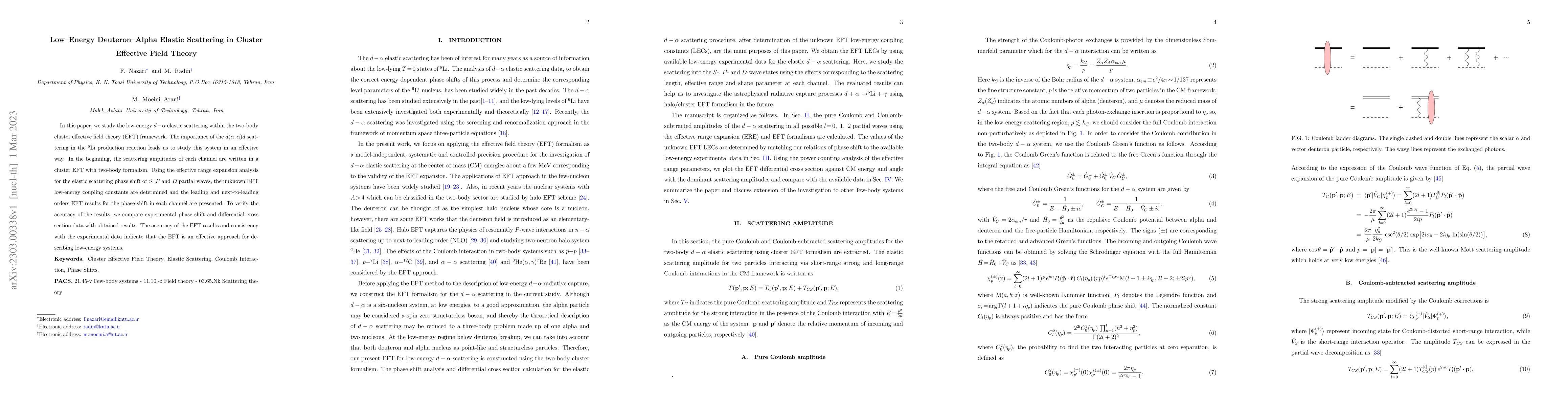 Thumbnail for Low-Energy Deuteron-Alpha Elastic Scattering in Cluster Effective Field
  Theory