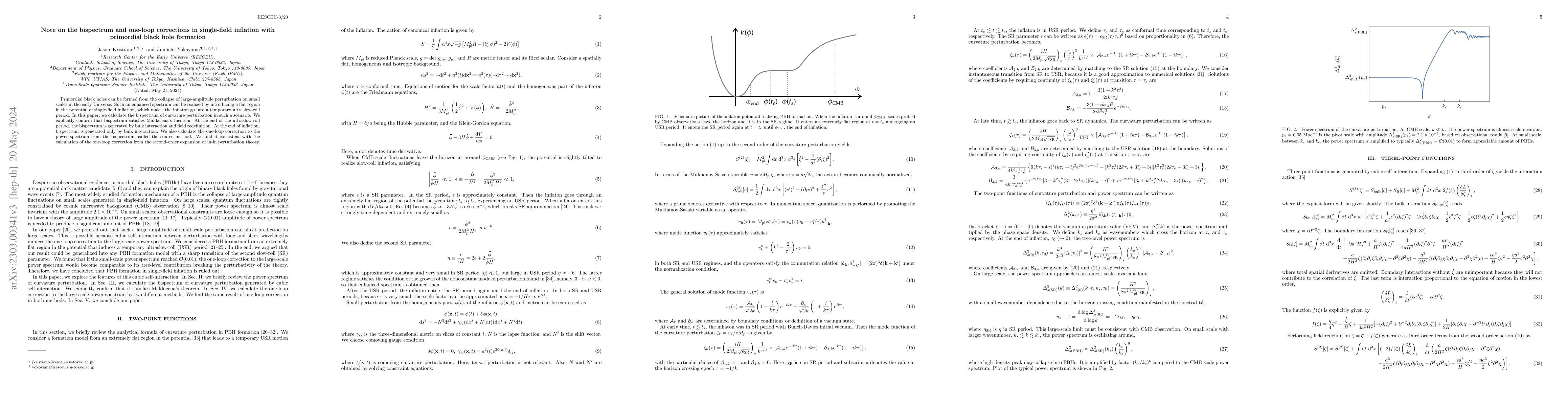 Thumbnail for Note on the bispectrum and one-loop corrections in single-field
  inflation with primordial black hole formation