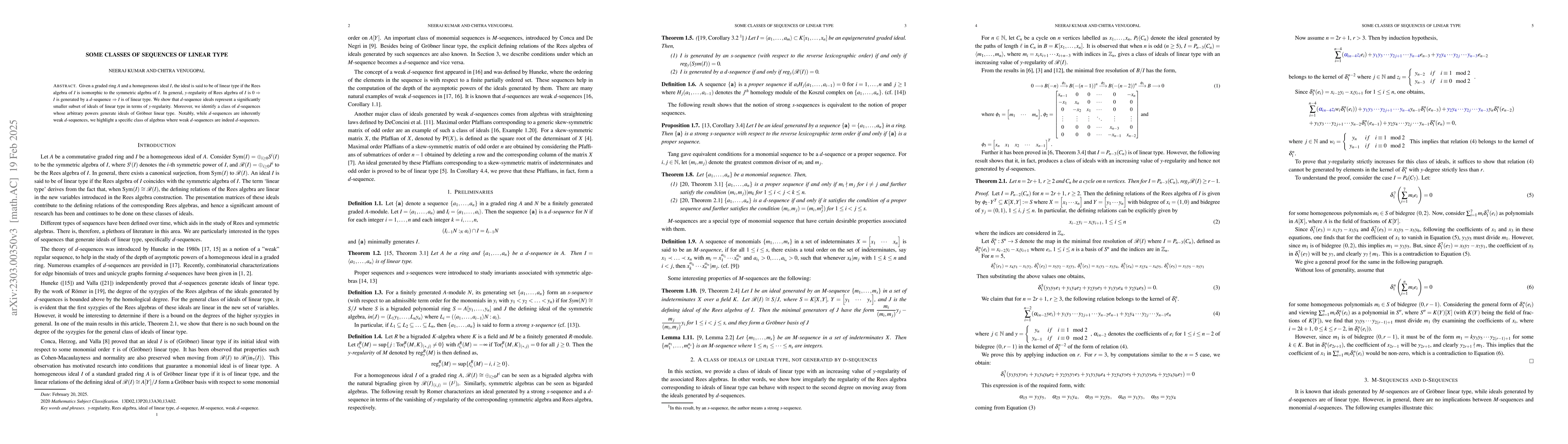 Thumbnail for A note on sequences and y-regularity of Rees algebra