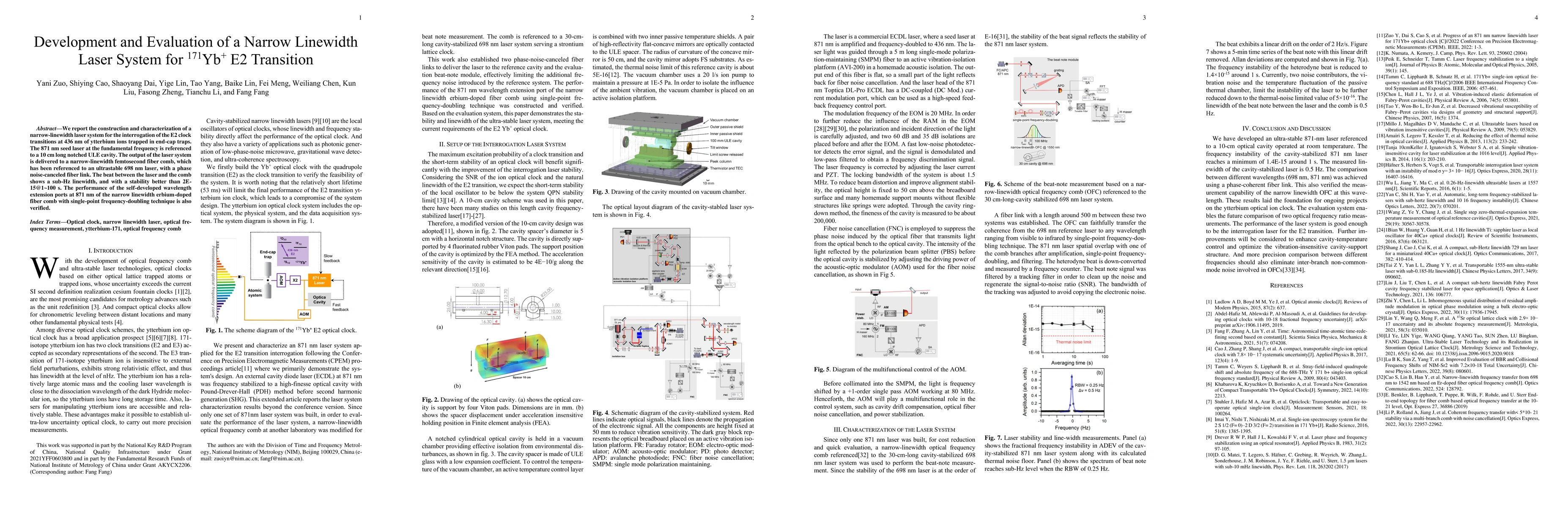 Thumbnail for Development and Evaluation of a Narrow Linewidth Laser System for 171Yb+
  E2 Transition