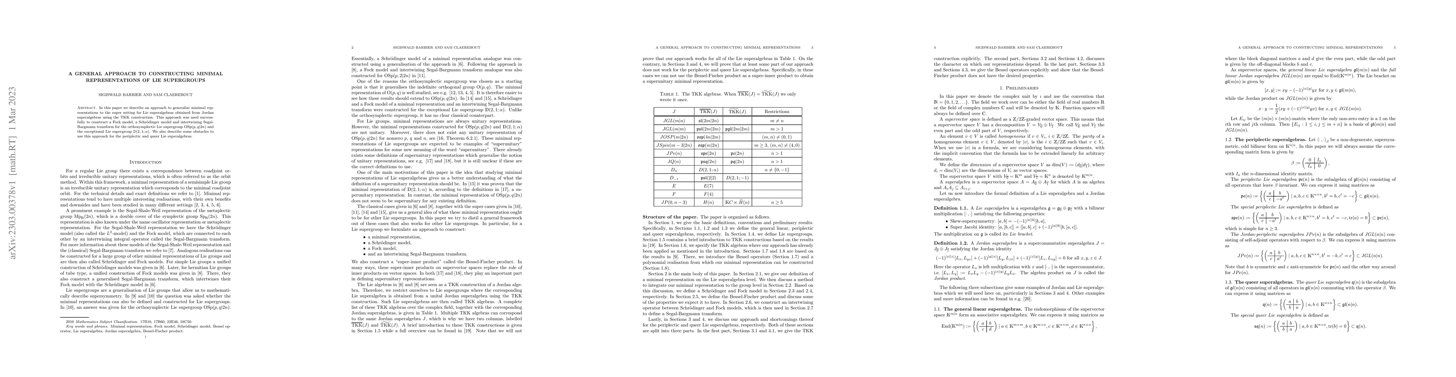 Thumbnail for A general approach to constructing minimal representations of Lie
  supergroups