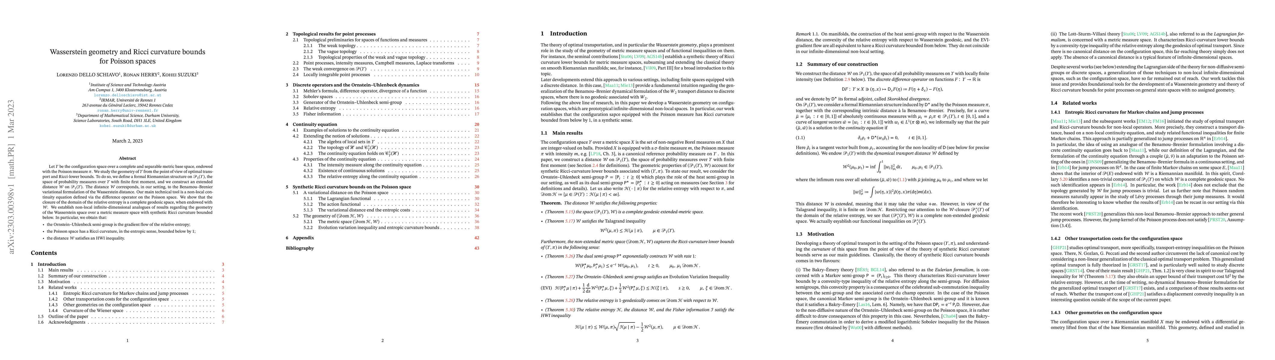 Thumbnail for Wasserstein geometry and Ricci curvature bounds for Poisson spaces