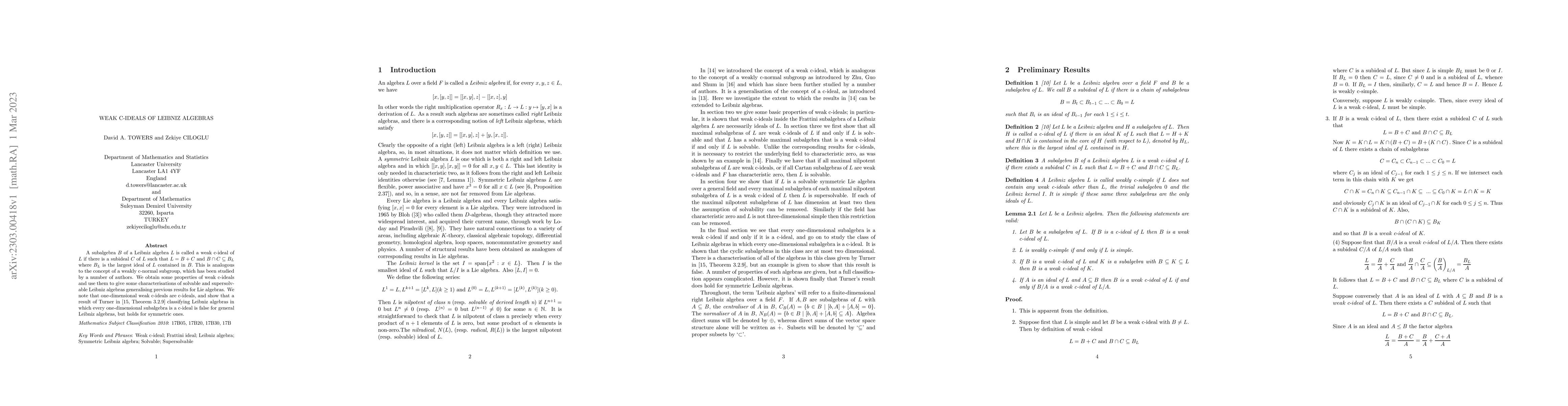 Thumbnail for Weak c-ideals of Leibniz algebras