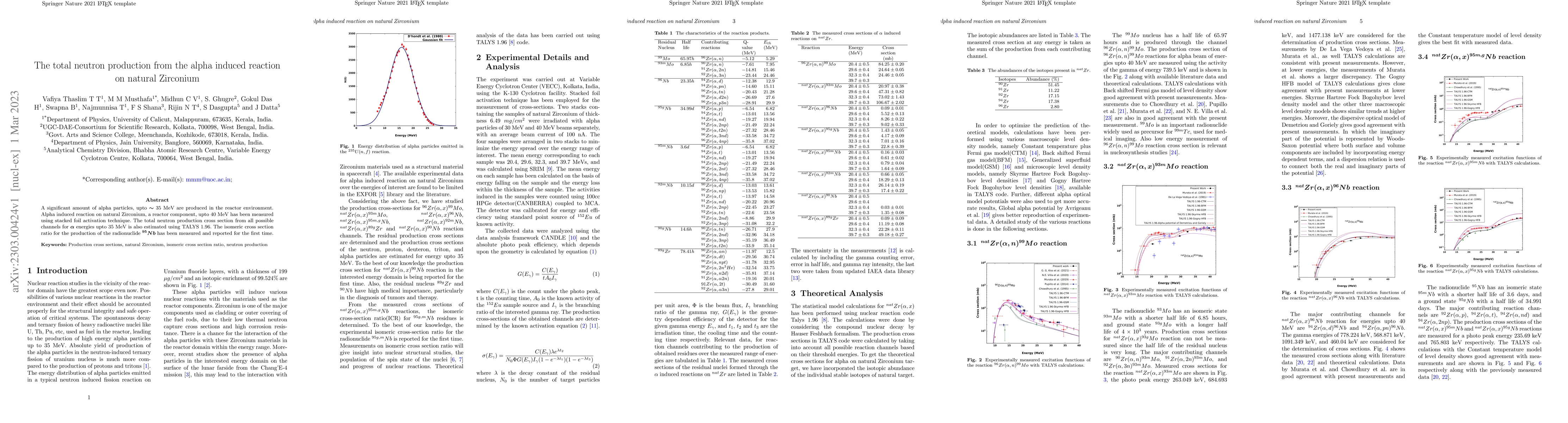 Thumbnail for The total neutron production from the alpha induced reaction on natural
  Zirconium