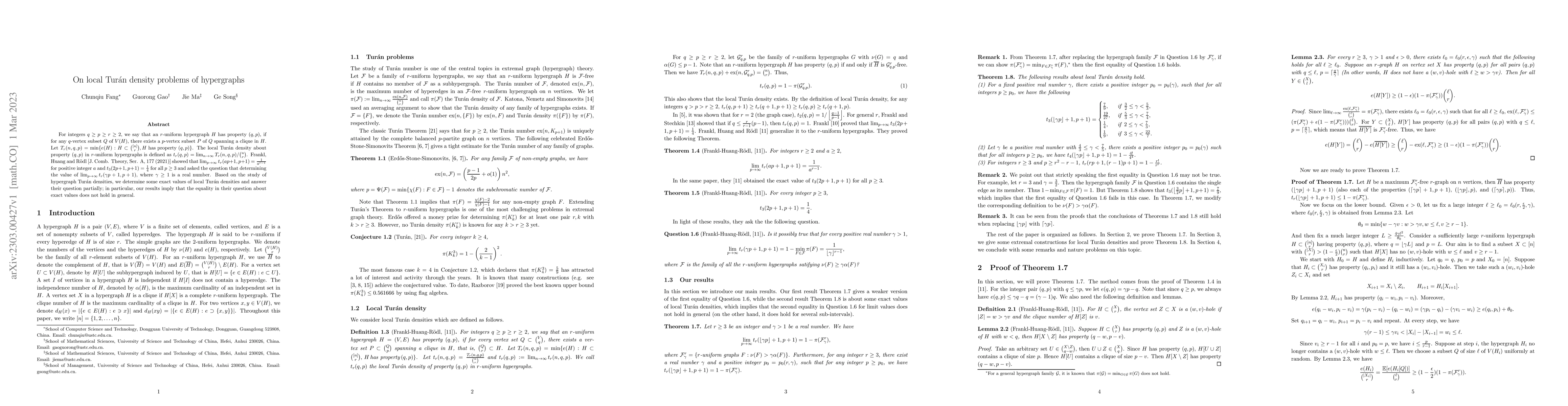 Thumbnail for On local Tur\'an density problems of hypergraphs