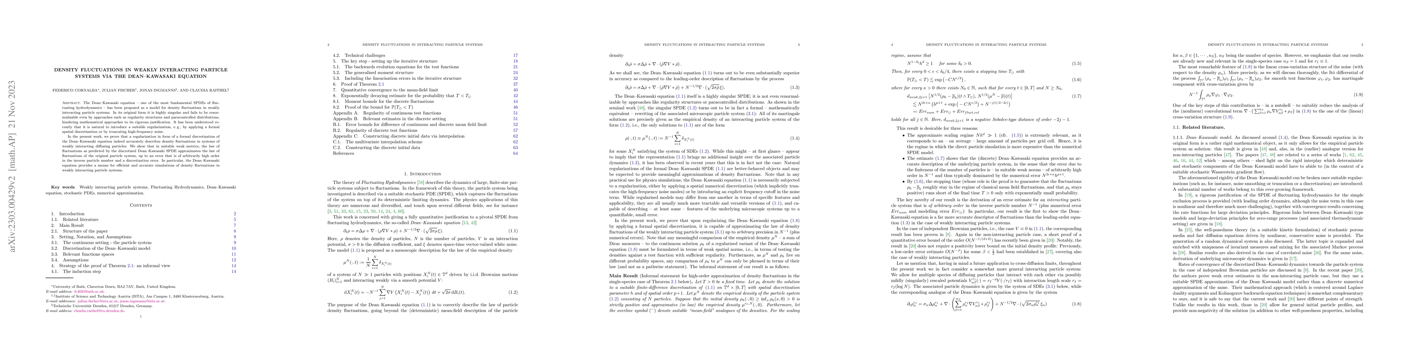 Thumbnail for Density fluctuations in weakly interacting particle systems via the
  Dean-Kawasaki equation