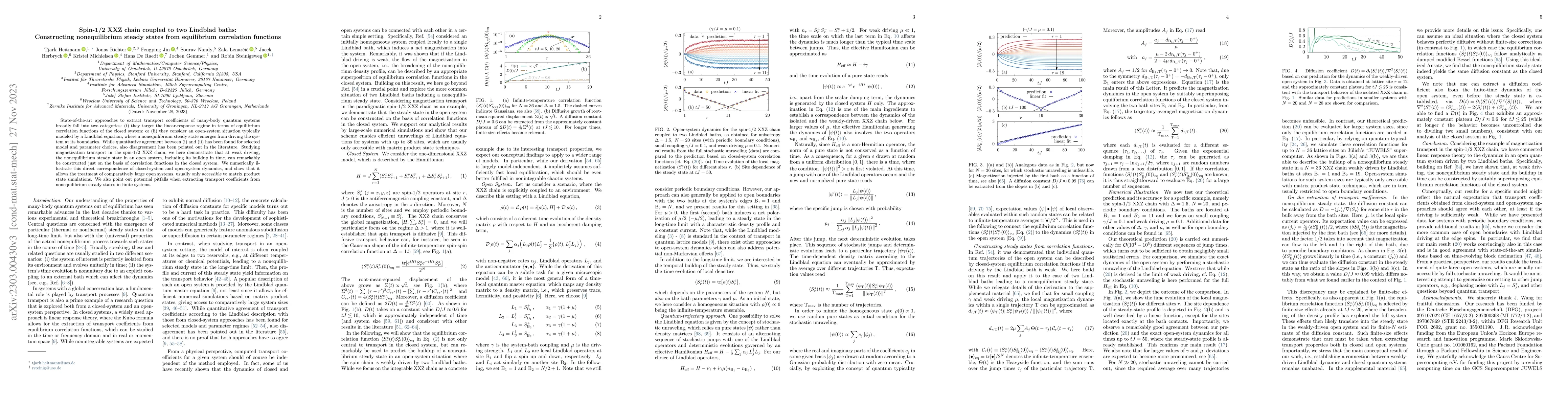 Thumbnail for Spin-1/2 XXZ chain coupled to two Lindblad baths: Constructing
  nonequilibrium steady states from equilibrium correlation functions