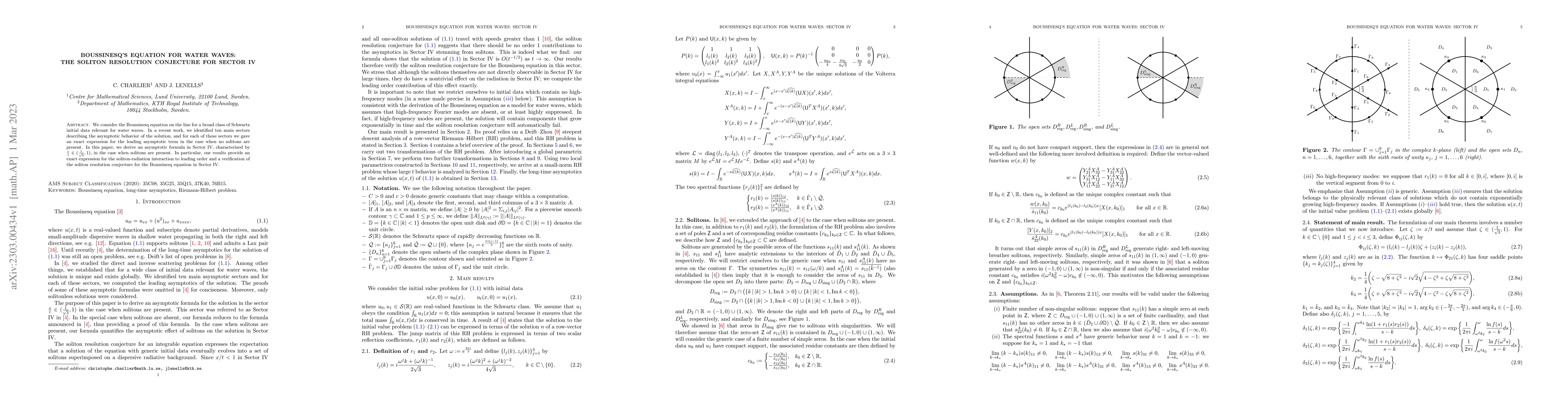 Thumbnail for Boussinesq's equation for water waves: the soliton resolution conjecture
  for Sector IV