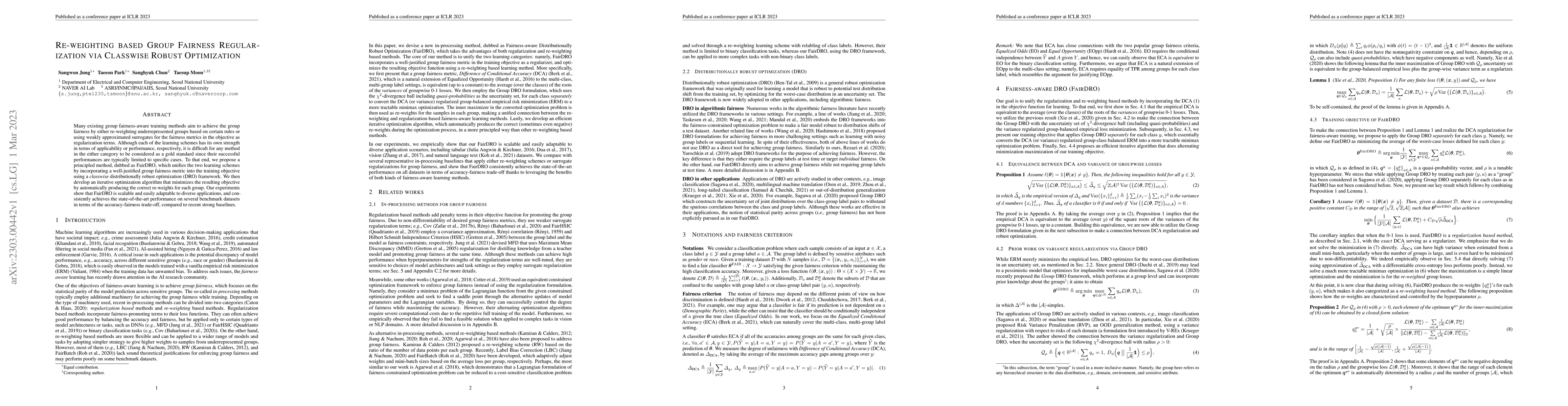 Thumbnail for Re-weighting Based Group Fairness Regularization via Classwise Robust
  Optimization