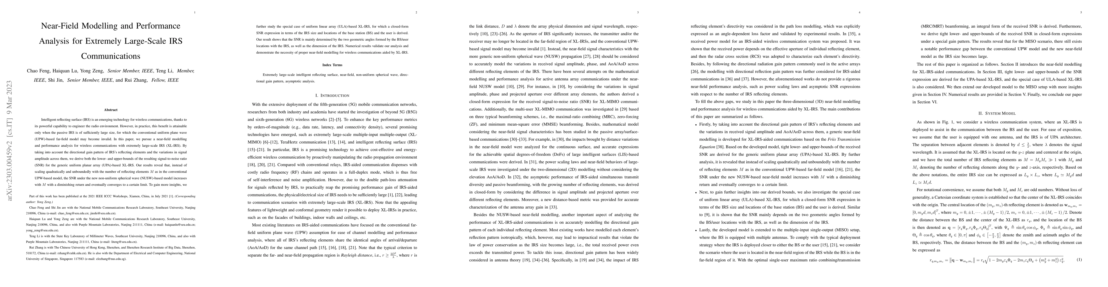 Thumbnail for Near-Field Modelling and Performance Analysis for Extremely Large-Scale
  IRS Communications