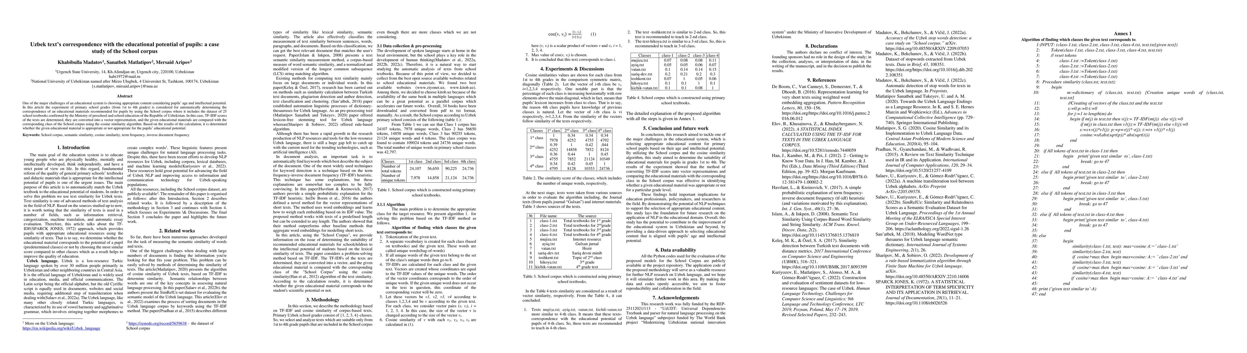Thumbnail for Uzbek text's correspondence with the educational potential of pupils: a
  case study of the School corpus