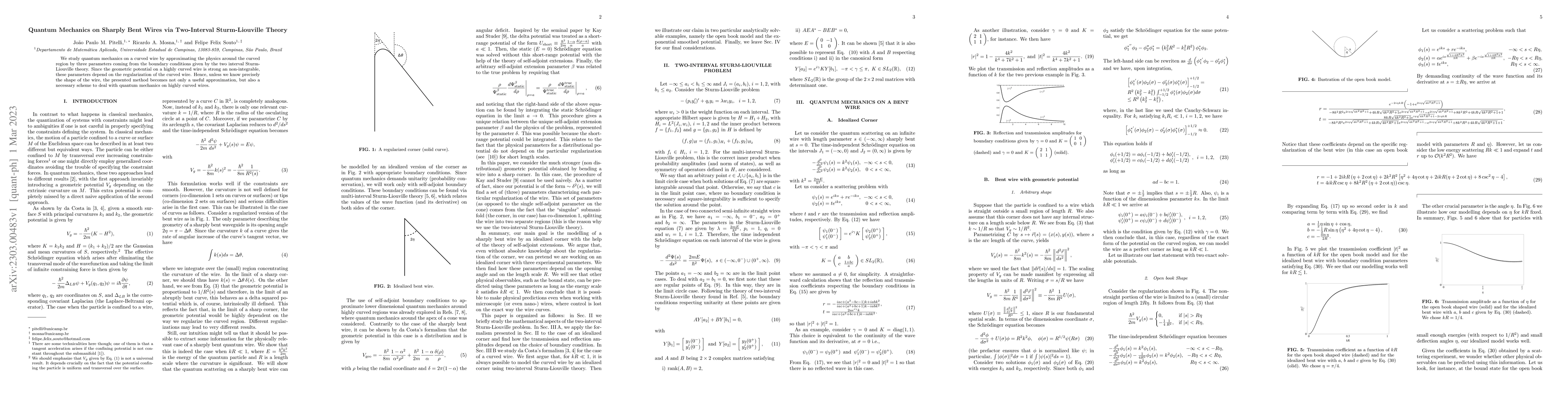 Thumbnail for Quantum Mechanics on Sharply Bent Wires via Two-Interval Sturm-Liouville
  Theory